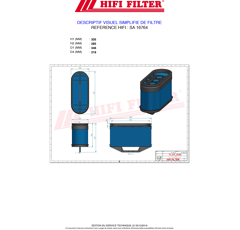 Filtre à air primaire adaptable HIFI FILTER SA16764