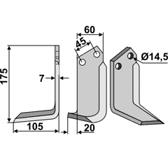 Fräsmesser Links 145 x 60 Maletti Nachbau