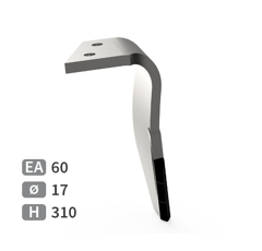 Dent de herse rotative Droite 3 plaquettes carbure triangulaires ALPEGO D07401A adaptable