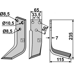 Fräsmesser 235x65mm, rechts - SE 1 C 62A | Fahr - Nachbau