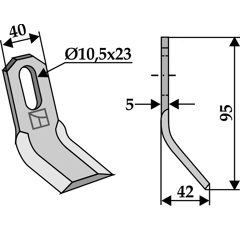 Couteau-Y pour broyeur 95x40mm HERMES adaptable - Blacksteel©