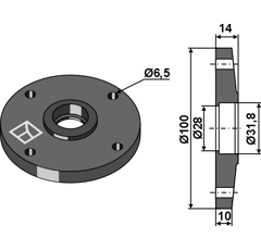 Buje para disco 100 x 14 mm para escardador STEKETEE 21520008 adaptable - BlackSteel©