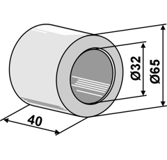 Palier matières plastique Ø 65 mm adaptable