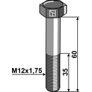 Boulon de sûreté M12 sans écrou 60 mm adaptable - BlackSteel©