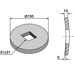 Rondelle de compensation Ø 150 mm pour arbre carré adaptable