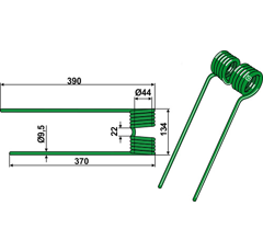 Dent droite de fenaison pour faneuse KRONE 1530141 adaptable - BlackSteel©