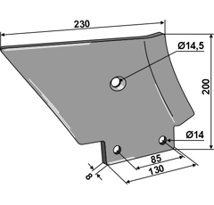 Déflecteur droite 230 mm pour cultivateur QUIVOGNE adaptable
