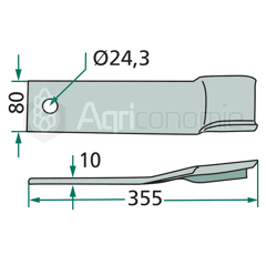 Fléau gauche pour broyeur 355x80mmHUMUSadaptable 