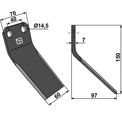 Lame pour Fraise/Rotavator MALETTI MA1305079 adaptable
