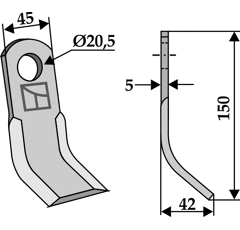 Couteau-Y pour broyeur 150x45mm BRUNI adaptable - Blacksteel©