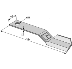 Schlegelmesser links 650 mm für Mulcher SPEARHEAD 7770701 - Nachbau