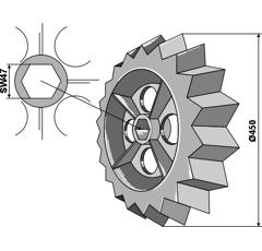 Sternring Ø 450 mm für Walze RABE 6809.01.02 – Nachbau  