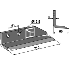 Couteau droit pour broyeur DONDI 607002 adaptable - Blacksteel©