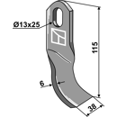 Fléau 115 x 38 x 6 mm pour broyeur SPEARHEAD 7770715 adaptable