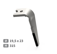 Dent de herse rotative Droite 3 plaquettes carbure triangulaires, fixation rapide ALPEGO D05650 adaptable