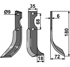 Fräsmesser Rechts 180 x 35 Grillo Nachbau