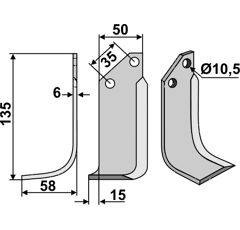 Fräsmesser Links 135 x 50 Badalini Nachbau