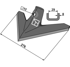 Soc triangulaire 276 mm pour déchaumeur FARMET adaptable