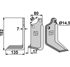 Lame gauche pour Fraise/Rotavator MASCHIO/GASPARDO 29100408 adaptable 