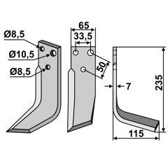 Fräsmesser - rechts FAH01R Fahr Nachbau