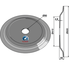 Rueda-DD Ø 600 mm para cultivador KVERNELAND A150341800 adaptable