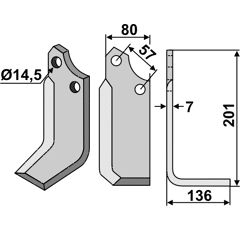Fräsmesser Rechts 185 x 80 Muratori Nachbau