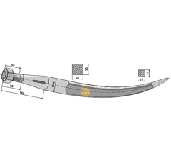 Gebogener Zinken für Lader BRESSEL & LADE 70400625 Nachbau