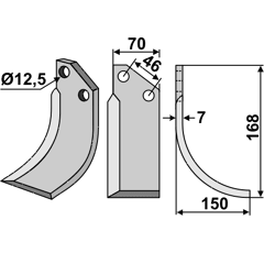 Fräsmesser Rechts 168 x 70 Muratori MUR19R Nachbau