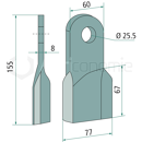 Fléau droit pour broyeur 155 x 8 mm RÖLL 650324 adaptable