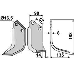 Fräsmesser - rechts KUH73R Kuhn Nachbau