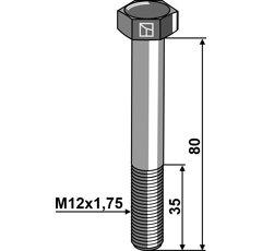 Boulon de sûreté M12 sans écrou 80 mm adaptable - BlackSteel©