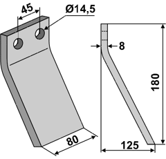 Rotorzinken Rechts / Links 180 x 80 Maletti Nachbau