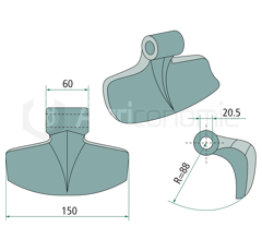Marteau pour broyeur 150x60mm COSMAG 722580 Adaptable 