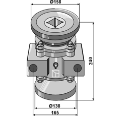 Palier completo para eje cuadrado 40 x 40 mm - 240 mm adaptable