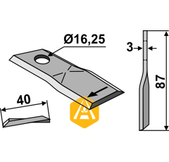 Fräsmesser rechts drehend für Mähwerk KUHN 56151100 Nachbau  