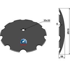 Disque crénelé ∅510x6 pour cover crop JOHN DEERE adaptable - Blacksteel©