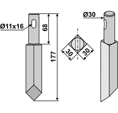 Rotorzinken Rechts / Links 177 x 30 Celli Nachbau