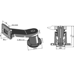 Lager rechts mit Schaft für Grubber SIMBA P14600 Nachbau
