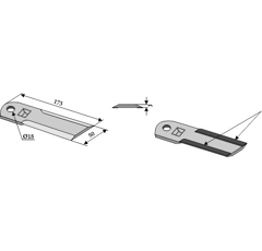 Couteau lisse pour moissonneuse-batteuse CLAAS 0000656422 adaptable - Blacksteel©