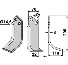 Fräsmesser Rechts 200 x 70 Maletti Nachbau