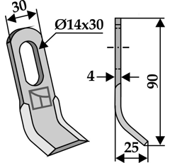 Schlegelmesser 90 x 30 mm für Mulcher VOTEX  - Nachbau