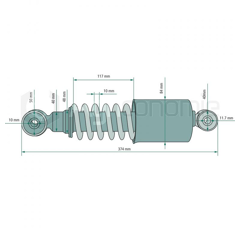 Stoßdämpfer 374 mm für Landmaschinen FENDT G718501200100 - Nachbau