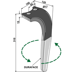 Kreiseleggenzinken,  beschichtet - links RH45LDURA RH  Rabe