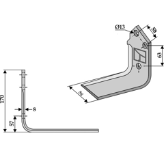 Couteau gauche pour broyeur MULAG TM 60190039 adaptable - Blacksteel©