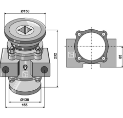 Palier complet d'arbre carré pour déchaumeur GARD adaptable 