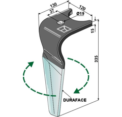 Dent droite DURAFACE pour herse rotative AMAZONE 962337 adaptable - Blacksteel©