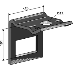 Halter Ø 17 mm - 80 x 80 mm Nachbau  