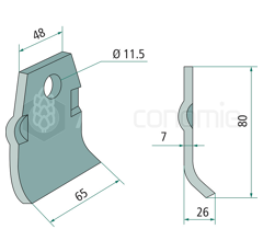Fléau large 80 mm pour broyeur SPRAGELSE adaptable