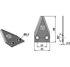 Couteau pour mélangeuse DELAVAL 94833001 adaptable - Blacksteel©