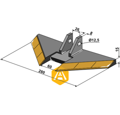 Soc à ailettes Carbure pour déchaumeur GREGOIRE BESSON 850111193 adaptable